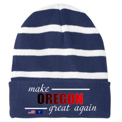 Make Oregon Great Again Striped Beanie with Solid Band