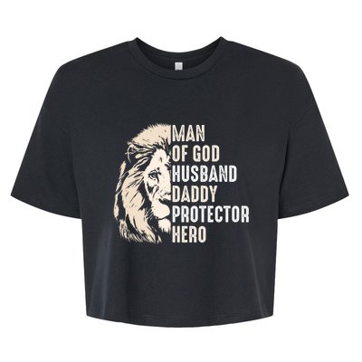 Man Of God Husband Daddy Protector Hero Lion Bella+Canvas Jersey Crop Tee