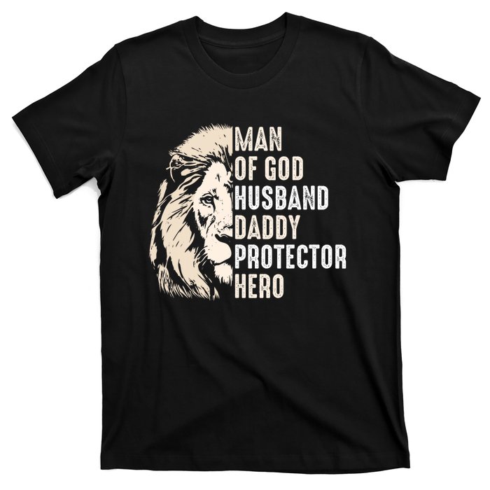 Man Of God Husband Daddy Protector Hero Lion T-Shirt