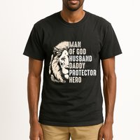 Man Of God Husband Daddy Protector Hero Lion Tall T-Shirt