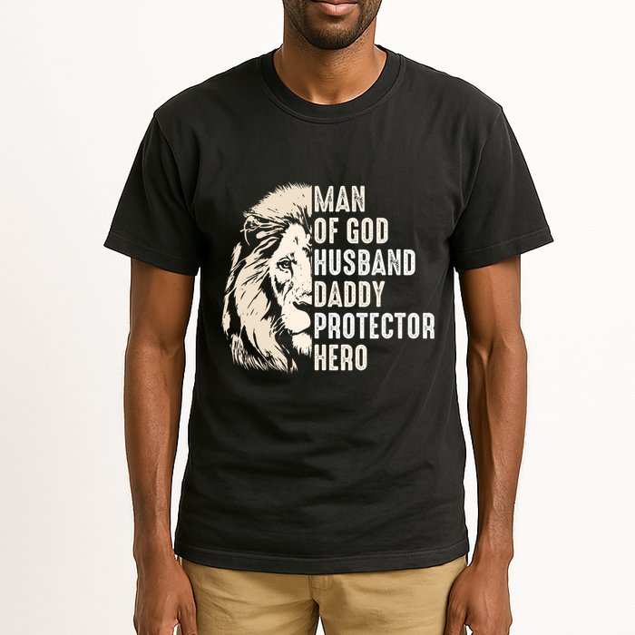 Man Of God Husband Daddy Protector Hero Lion Tall T-Shirt