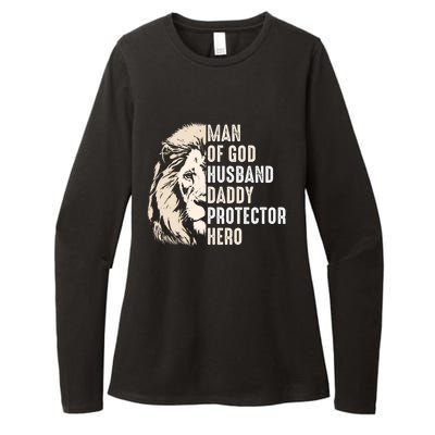 Man Of God Husband Daddy Protector Hero Lion Womens CVC Long Sleeve Shirt