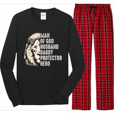 Man Of God Husband Daddy Protector Hero Lion Long Sleeve Pajama Set