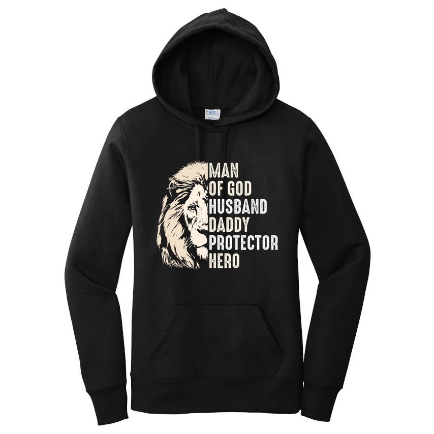 Man Of God Husband Daddy Protector Hero Lion Women's Pullover Hoodie