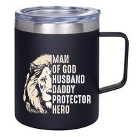 Man Of God Husband Daddy Protector Hero Lion 12oz Stainless Steel Coffee Mug