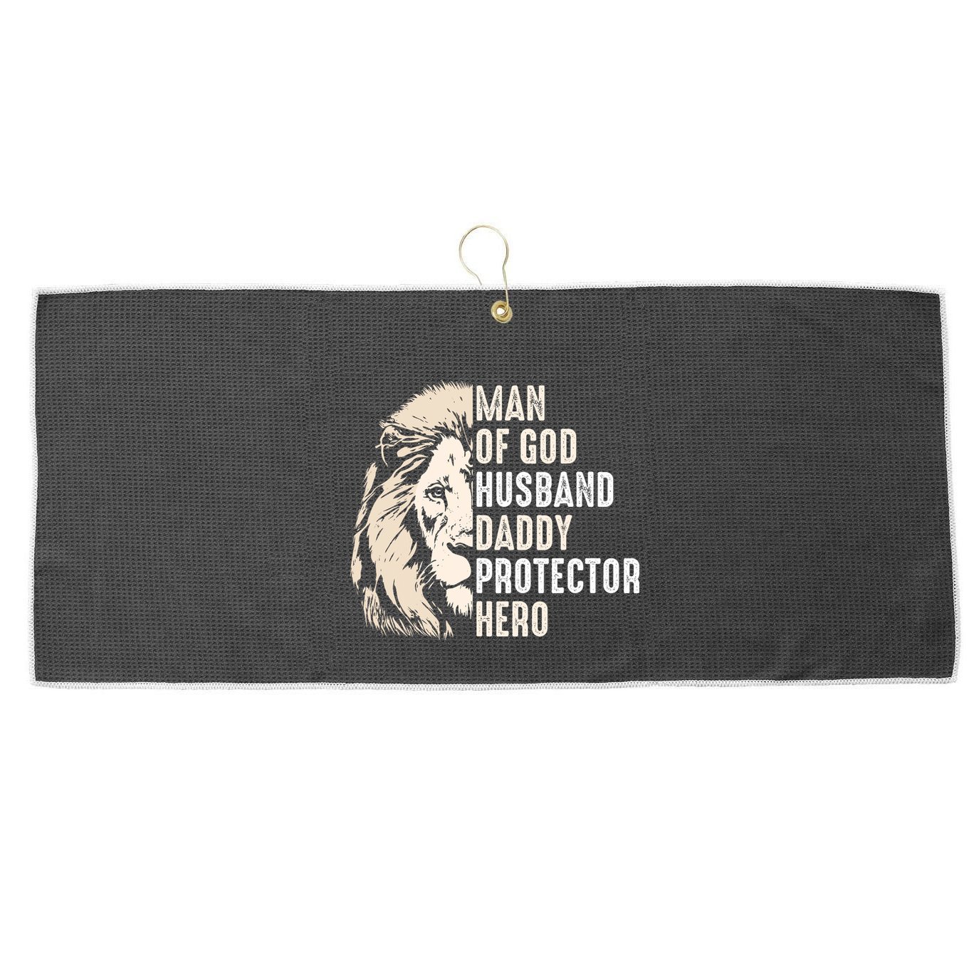 Man Of God Husband Daddy Protector Hero Lion Large Microfiber Waffle Golf Towel