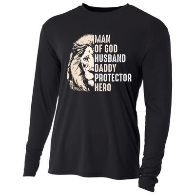 Man Of God Husband Daddy Protector Hero Lion Cooling Performance Long Sleeve Crew