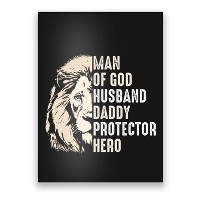 Man Of God Husband Daddy Protector Hero Lion Poster