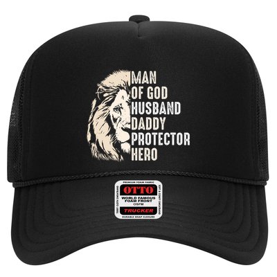Man Of God Husband Daddy Protector Hero Lion Trucker Hat