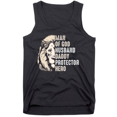 Man Of God Husband Daddy Protector Hero Lion Tank Top