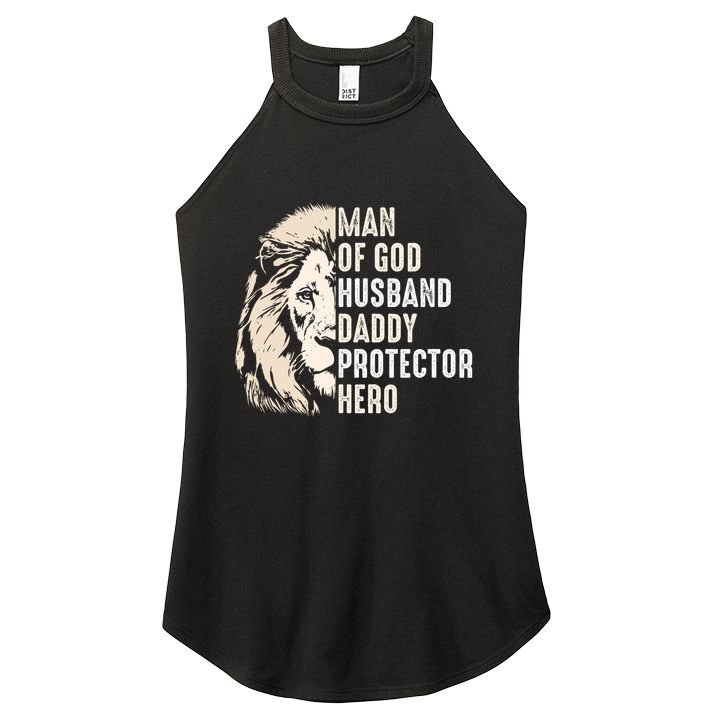 Man Of God Husband Daddy Protector Hero Lion Women's Perfect Tri Rocker Tank