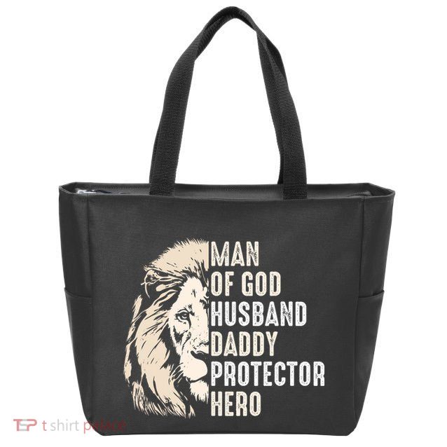 Man Of God Husband Daddy Protector Hero Lion Zip Tote Bag