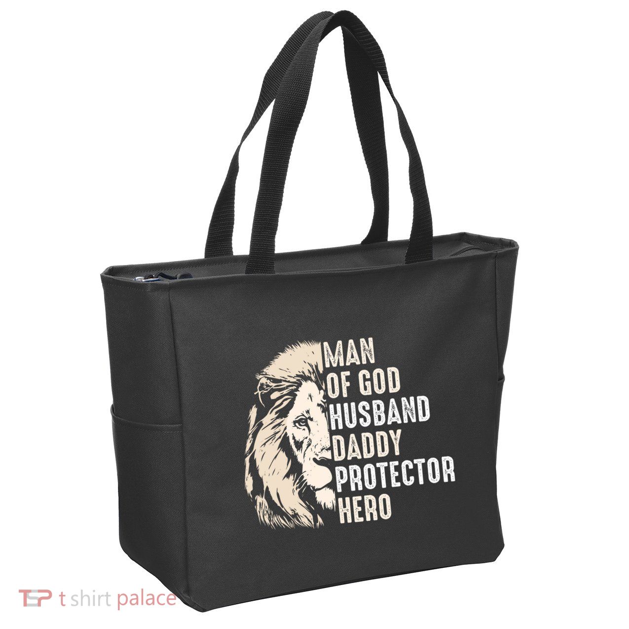 Man Of God Husband Daddy Protector Hero Lion Zip Tote Bag