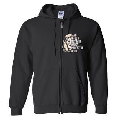 Man Of God Husband Daddy Protector Hero Lion Full Zip Hoodie