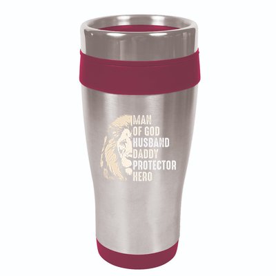 Man Of God Husband Daddy Protector Hero Lion 16oz Travel Tumbler