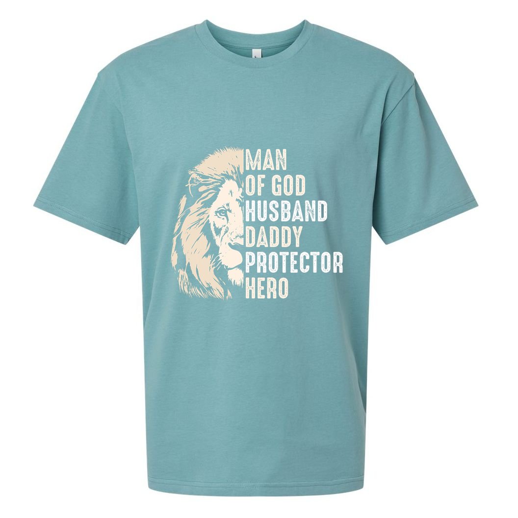 Man Of God Husband Daddy Protector Hero Lion Sueded Cloud Jersey T-Shirt