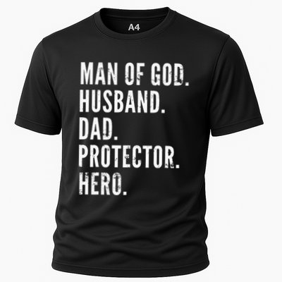 Man of God Husband Dad Protector Hero Performance Shirt
