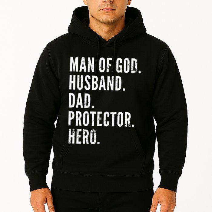 Man of God Husband Dad Protector Hero Hoodie