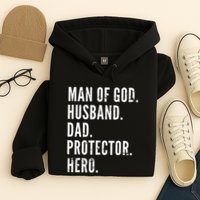 Man of God Husband Dad Protector Hero Hoodie