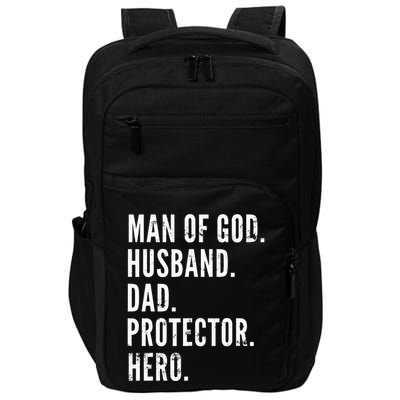 Man of God Husband Dad Protector Hero Impact Tech Backpack