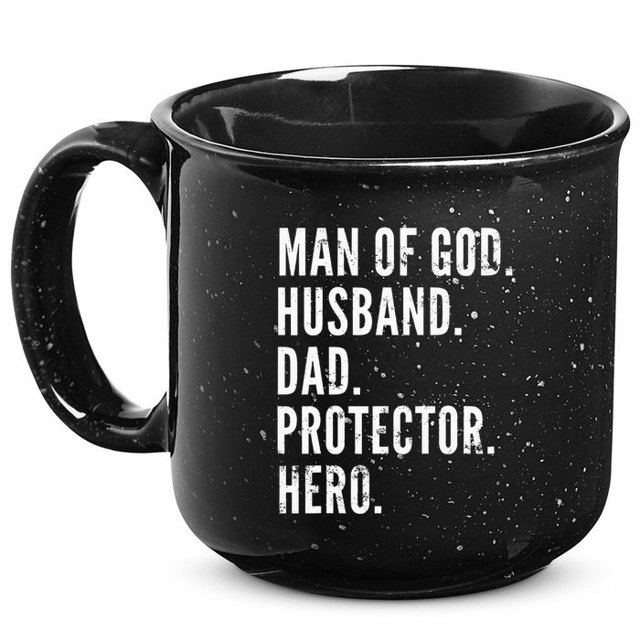 Man of God Husband Dad Protector Hero 15oz Campfire Ceramic Mug