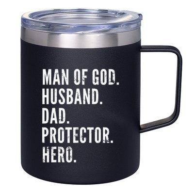 Man of God Husband Dad Protector Hero 12oz Stainless Steel Coffee Mug