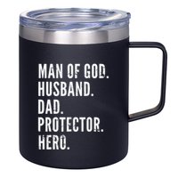Man of God Husband Dad Protector Hero 12oz Stainless Steel Coffee Mug