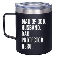 Man of God Husband Dad Protector Hero 12oz Stainless Steel Coffee Mug