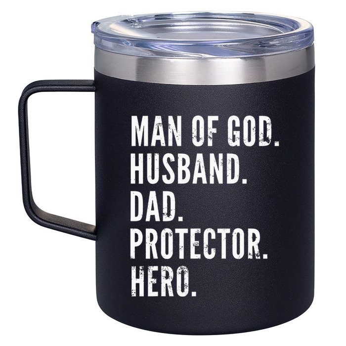 Man of God Husband Dad Protector Hero 12oz Stainless Steel Coffee Mug