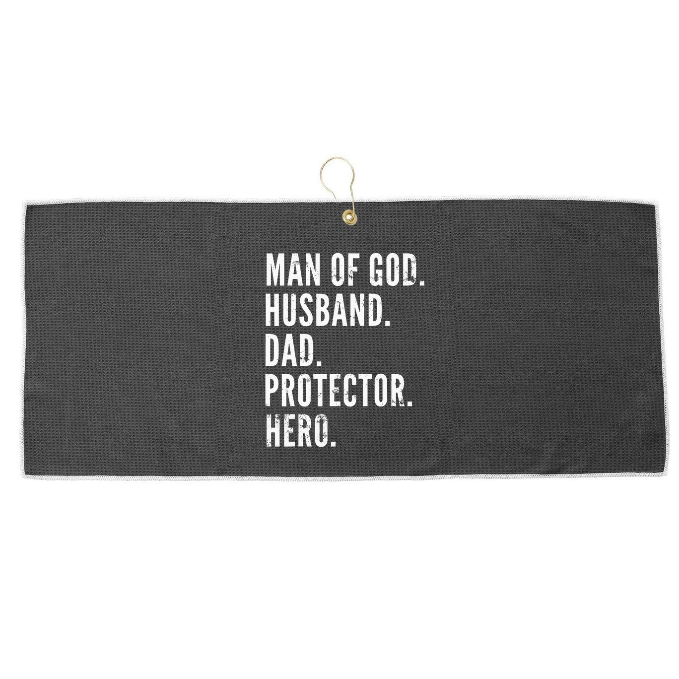 Man of God Husband Dad Protector Hero Large Microfiber Waffle Golf Towel