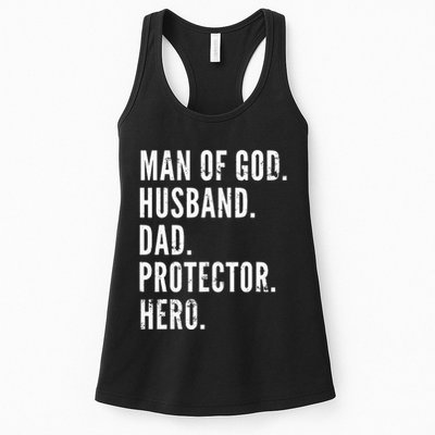 Man of God Husband Dad Protector Hero Womens Tank Top