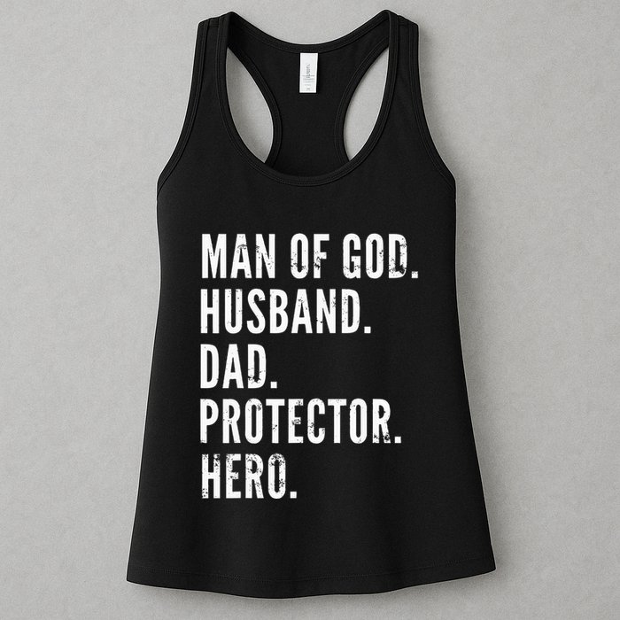 Man of God Husband Dad Protector Hero Womens Tank Top