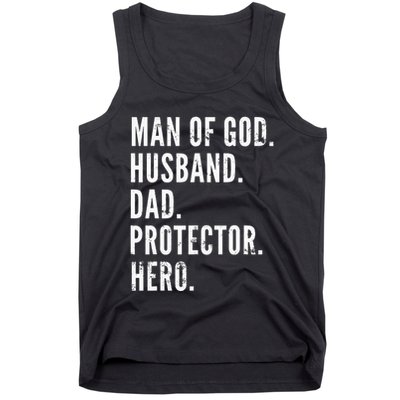 Man of God Husband Dad Protector Hero Tank Top
