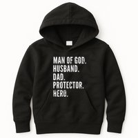 Man of God Husband Dad Protector Hero Kids Hoodie