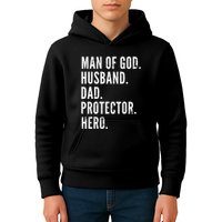 Man of God Husband Dad Protector Hero Kids Hoodie