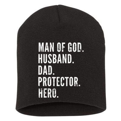 Man of God Husband Dad Protector Hero Short Acrylic Beanie