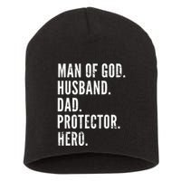 Man of God Husband Dad Protector Hero Short Acrylic Beanie