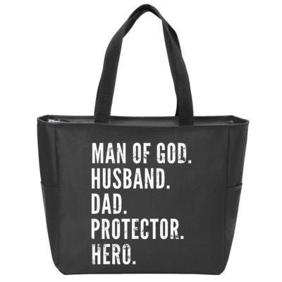 Man of God Husband Dad Protector Hero Zip Tote Bag