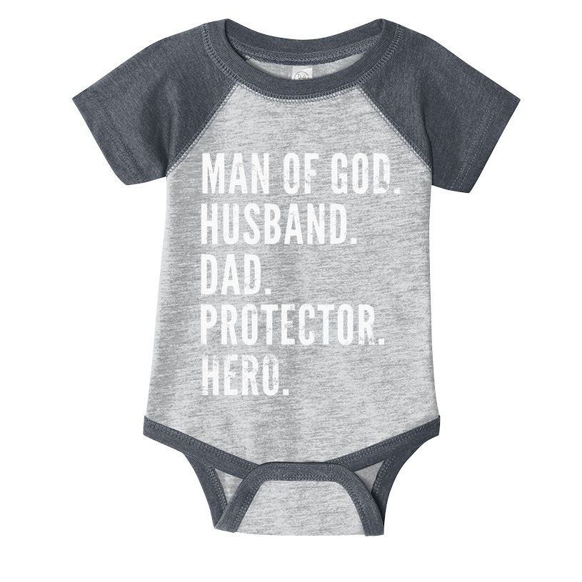 Man of God Husband Dad Protector Hero Infant Baby Jersey Bodysuit