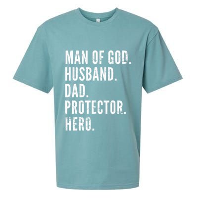 Man of God Husband Dad Protector Hero Sueded Cloud Jersey T-Shirt