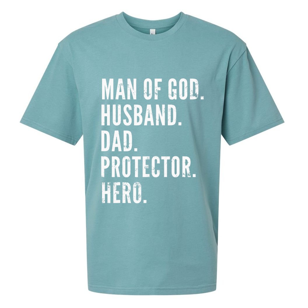 Man of God Husband Dad Protector Hero Sueded Cloud Jersey T-Shirt