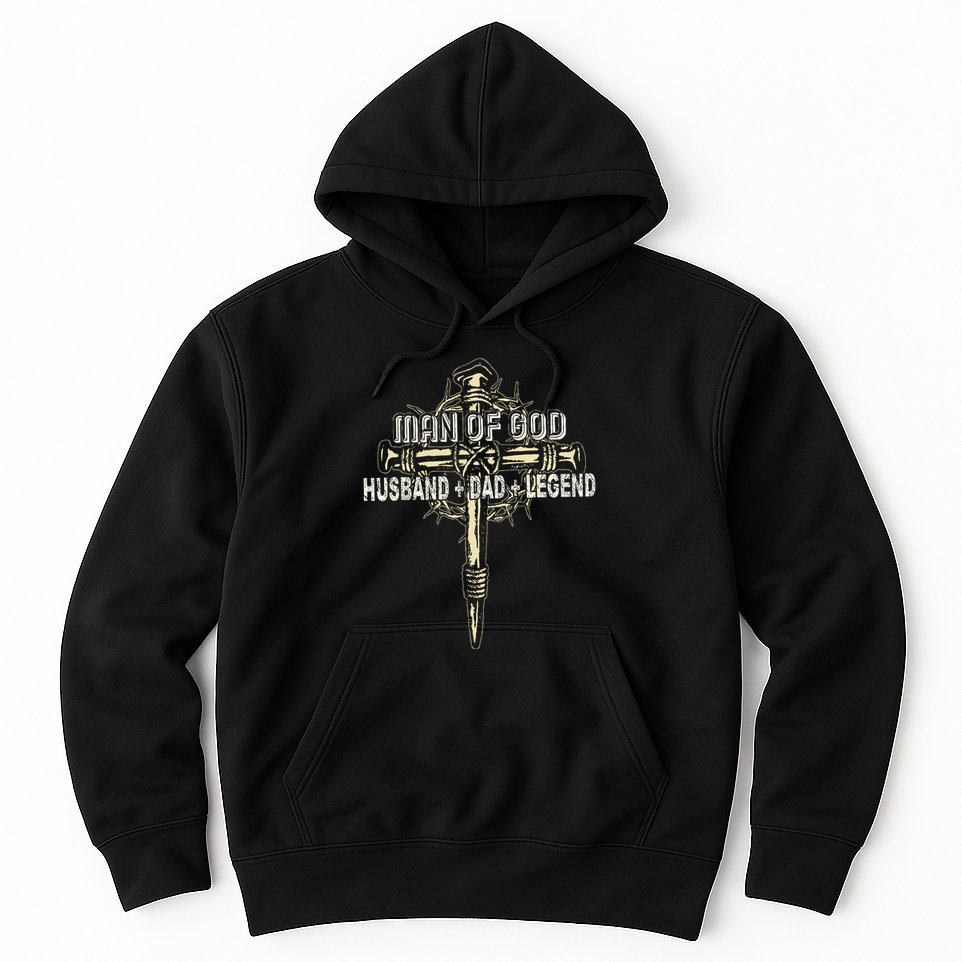 Man Of God Husband Dad Happy Fathers Day Proud Christian Hoodie