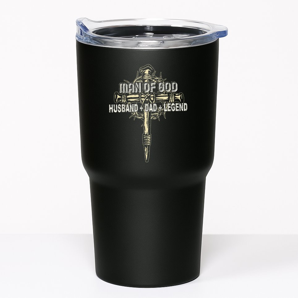Man Of God Husband Dad Happy Fathers Day Proud Christian Tumbler