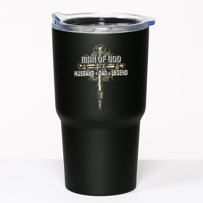 Man Of God Husband Dad Happy Fathers Day Proud Christian Tumbler