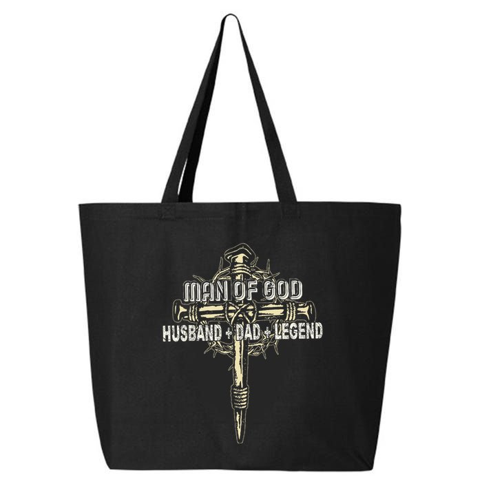 Man Of God Husband Dad Happy Fathers Day Proud Christian 25L Jumbo Tote