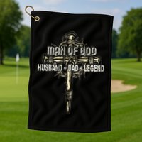 Man Of God Husband Dad Happy Fathers Day Proud Christian Golf Towel