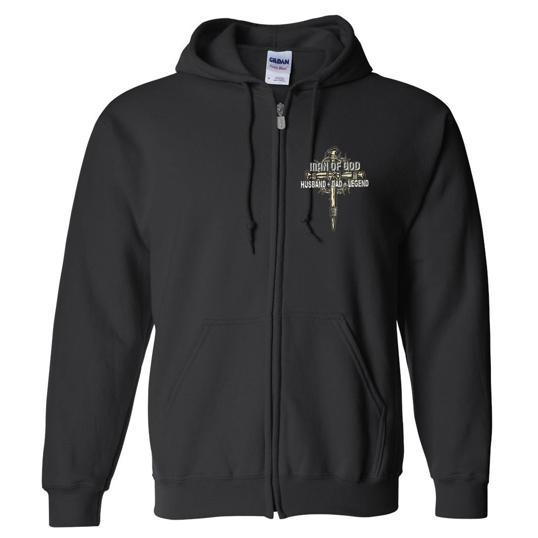 Man Of God Husband Dad Happy Fathers Day Proud Christian Full Zip Hoodie