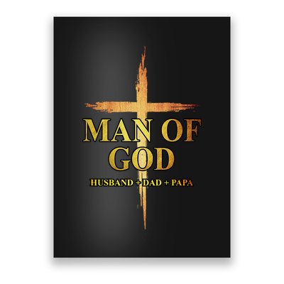Man Of God Husband Dad Papa Cross Religious God Bible Christ Poster