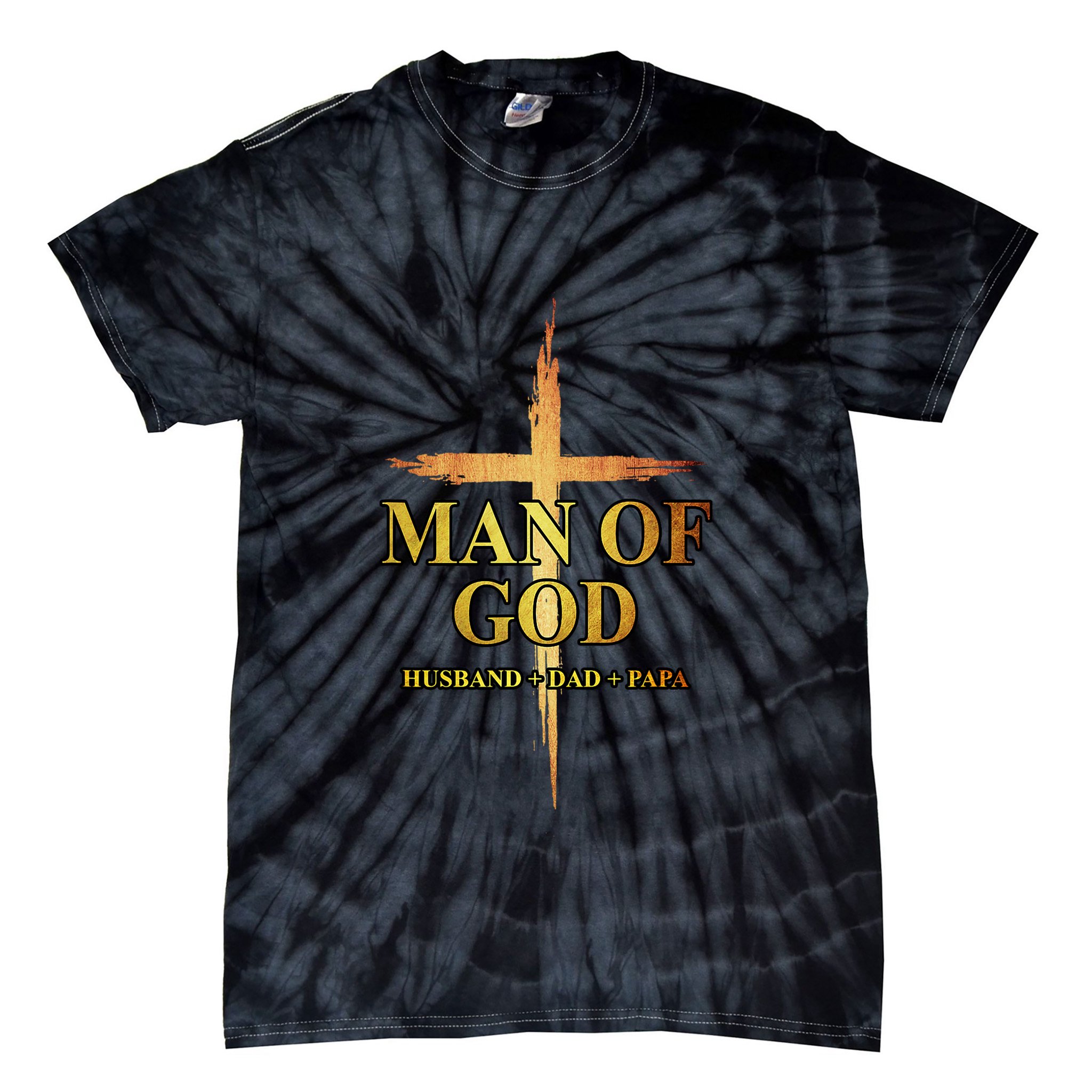 Man Of God Husband Dad Papa Cross Religious God Bible Christ Tie-Dye T-Shirt