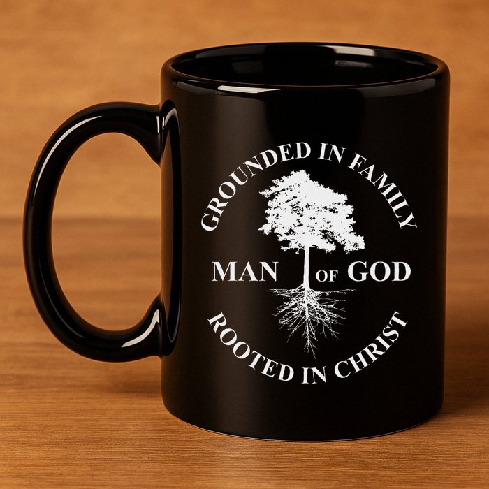Man Of God Grounded In Family Rooted In Christ Father Dad 11oz C Handle Ceramic Mug